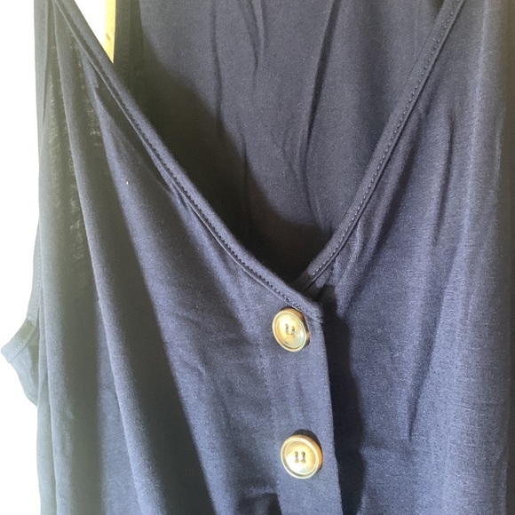 NWT KIRUNDO Women Spaghetti Strap V Neck Button Down Drawstring Waist Romper- L - Picture 3 of 6